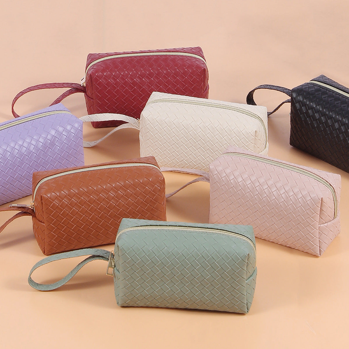 Fashion Leather Cosmetic Bag Waterproof Toiletry Bag(purple)