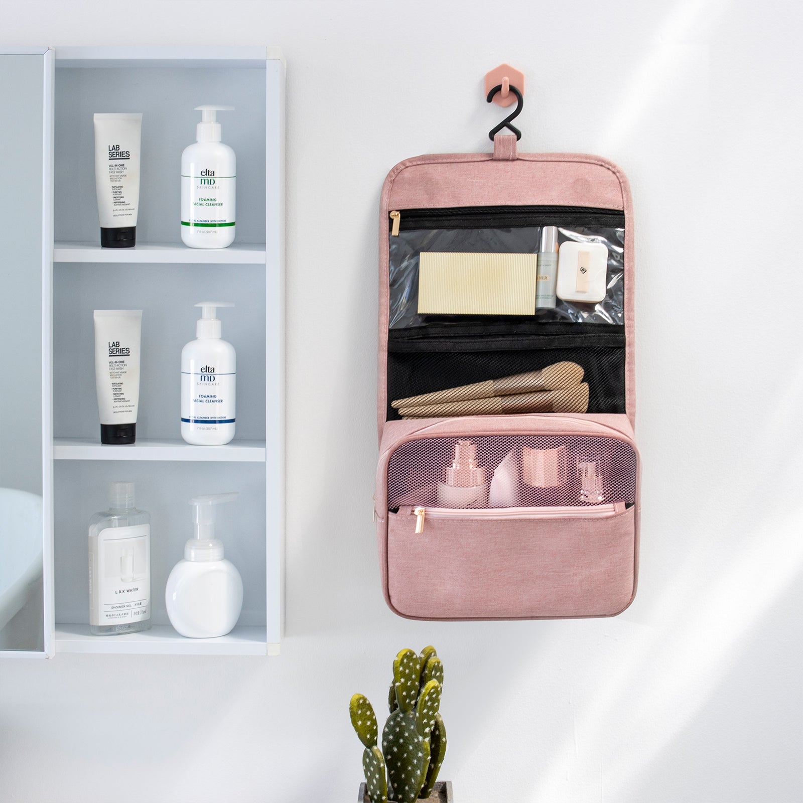 Hanging Toiletry Bag for Travel (Pink)