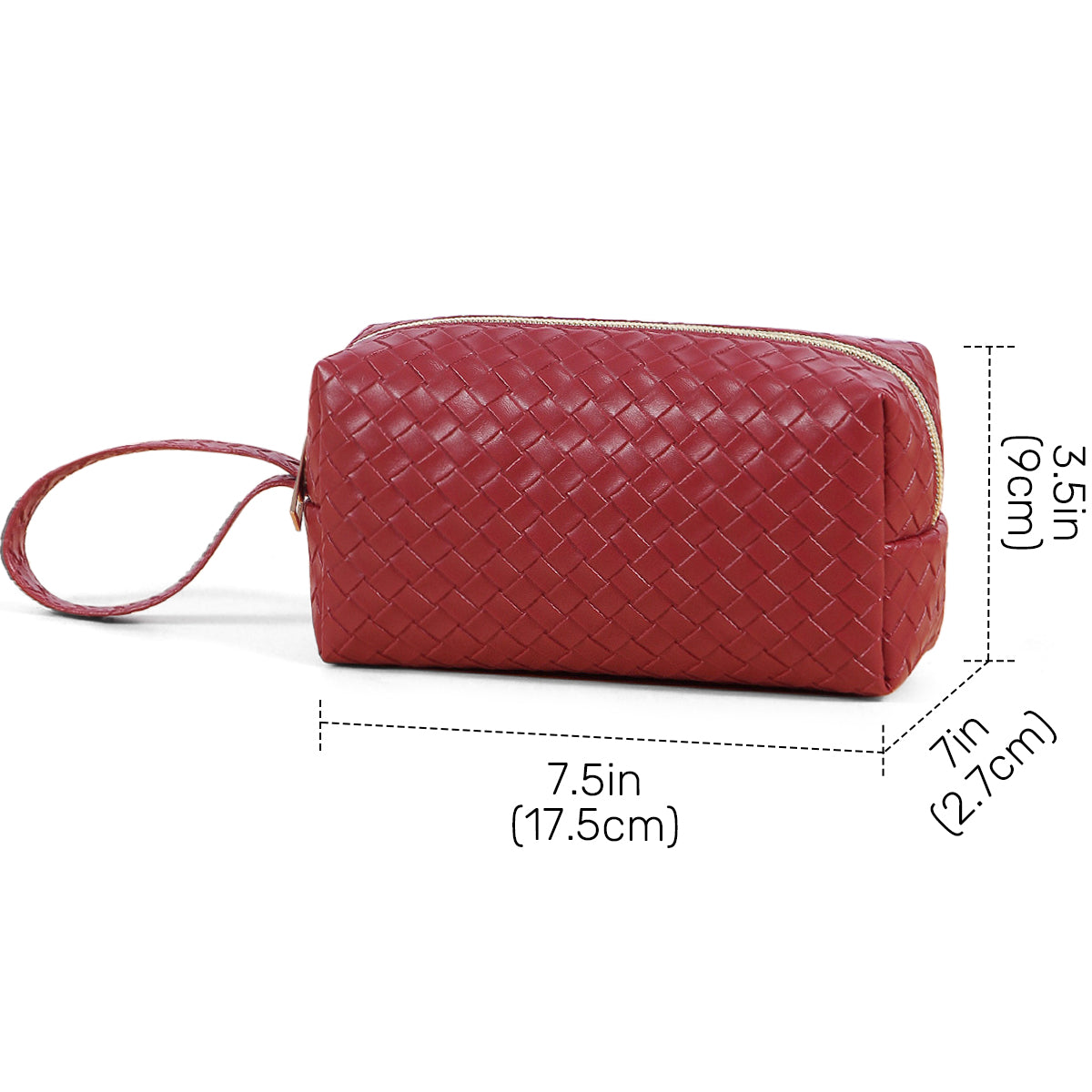 Fashion Leather Cosmetic Bag Waterproof Toiletry Bag(red)