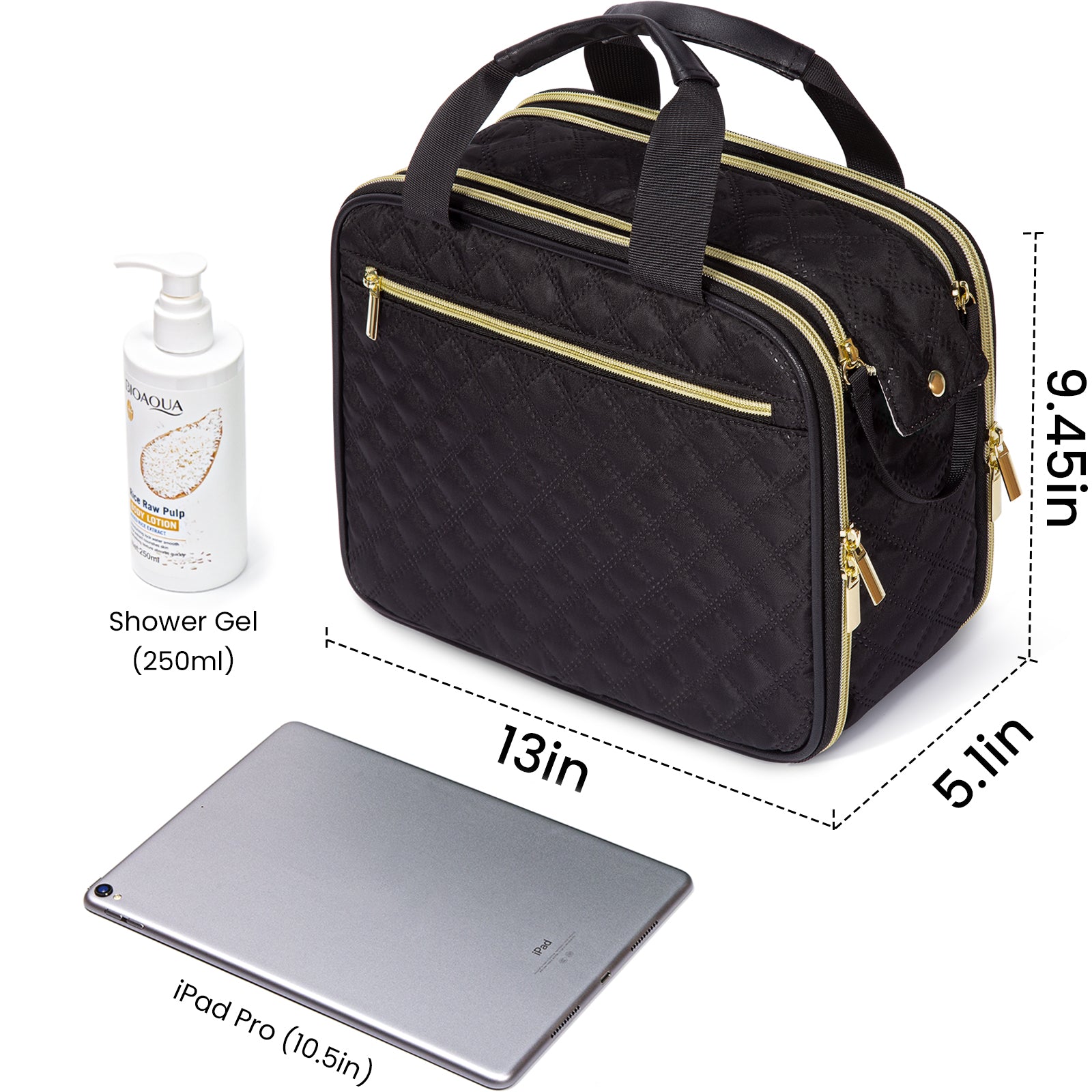 Large Capacity Travel Toiletry Hanging Bag (Black)