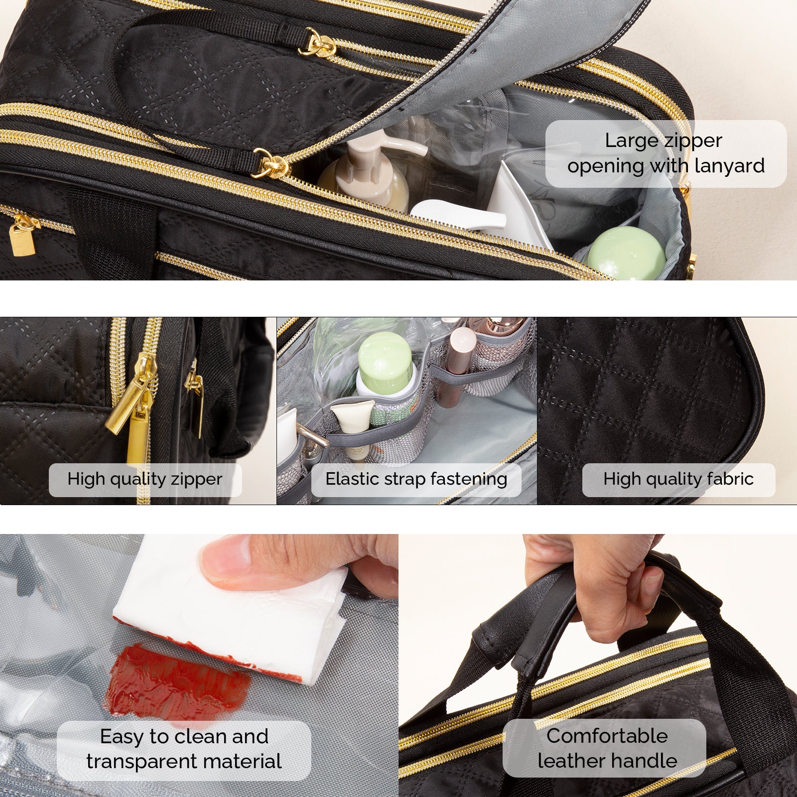 Large Capacity Travel Toiletry Hanging Bag (Black)