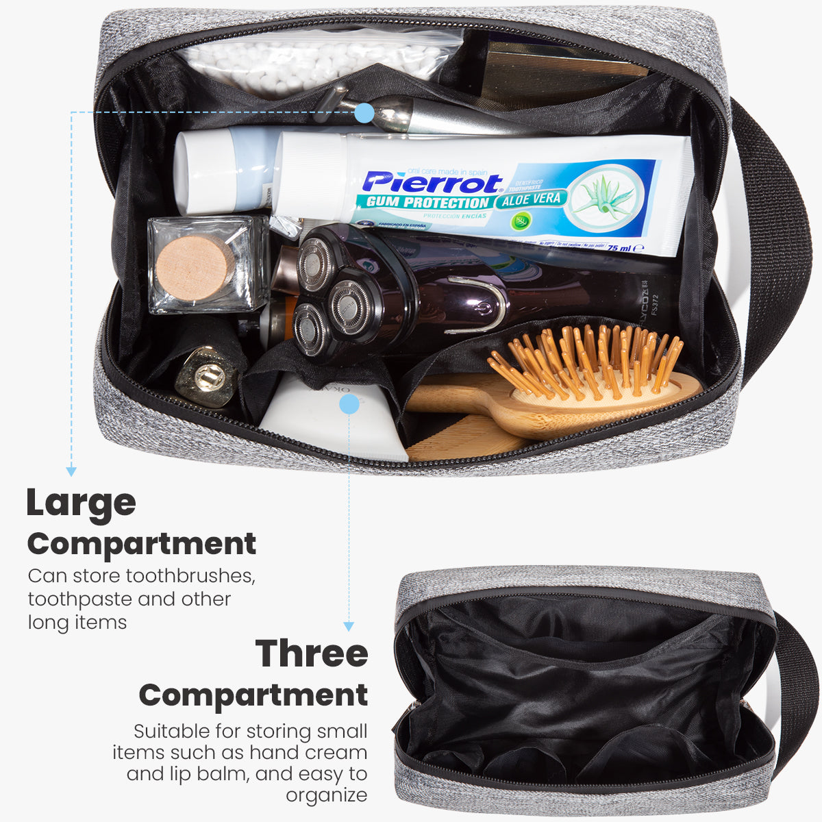 Travel Toiletry Bag With Portable(Light Gray)