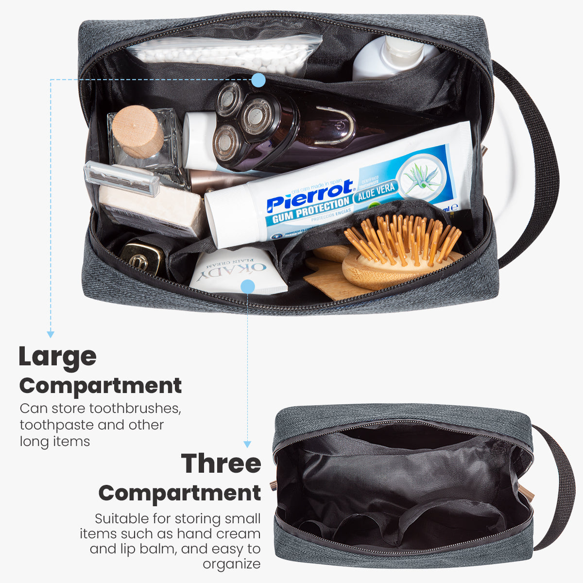 Travel Toiletry Bag With Portable(Dark Gray)