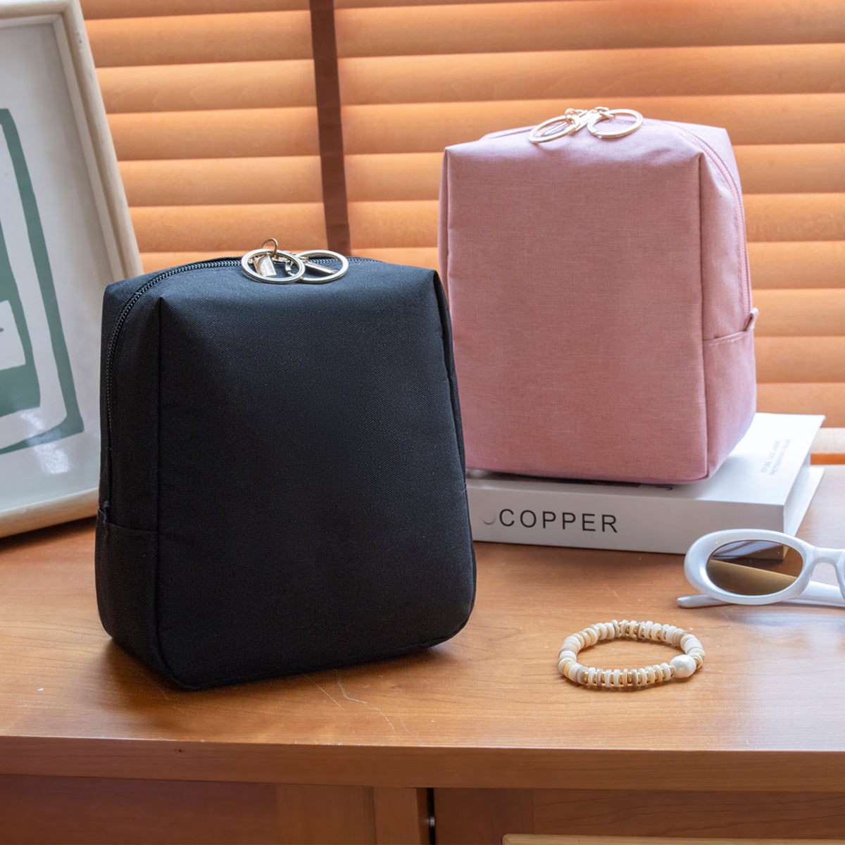Small Mini Portable Travel Makeup Bag(Pink)