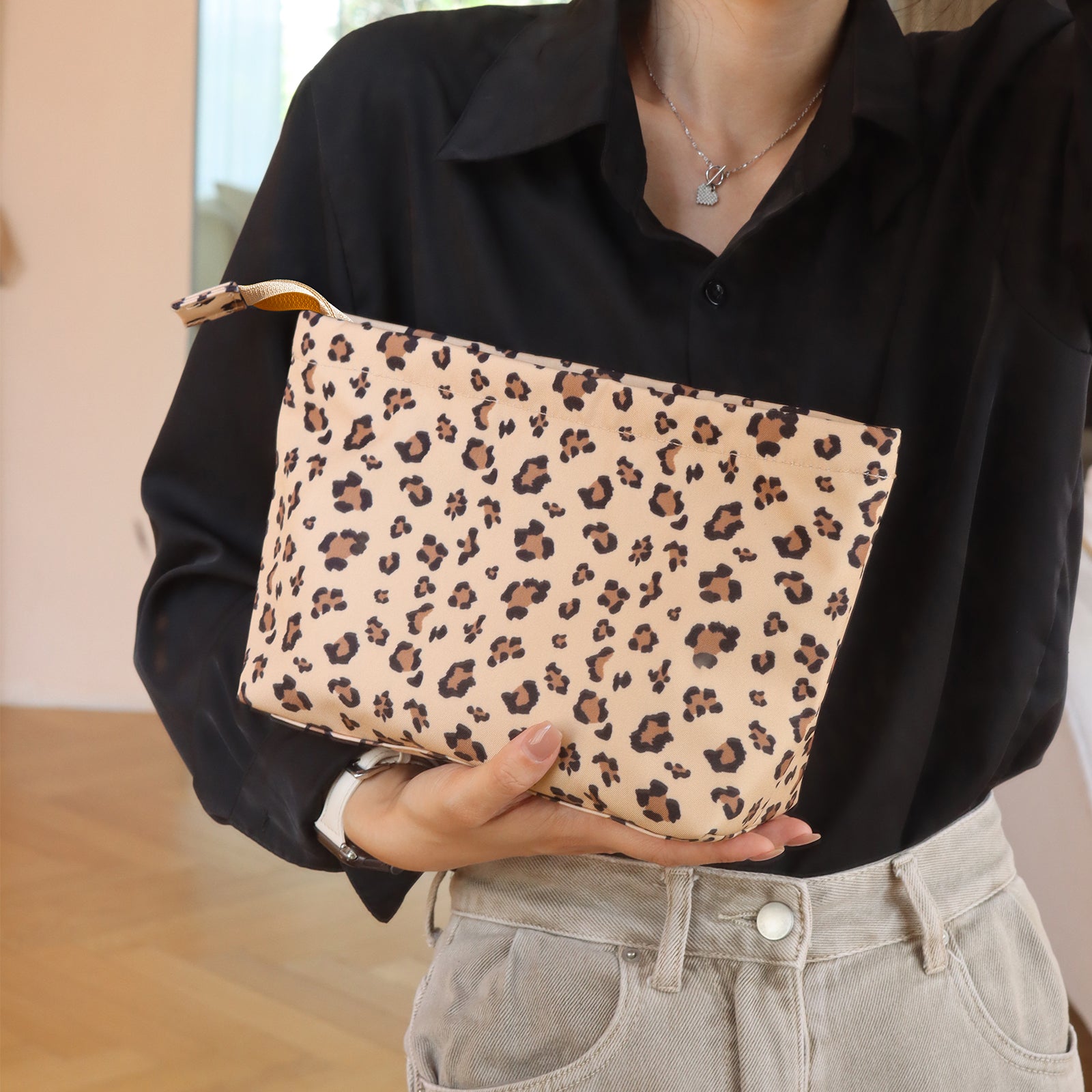 Large Travel Toiletry Bag(Yellow Leopard)