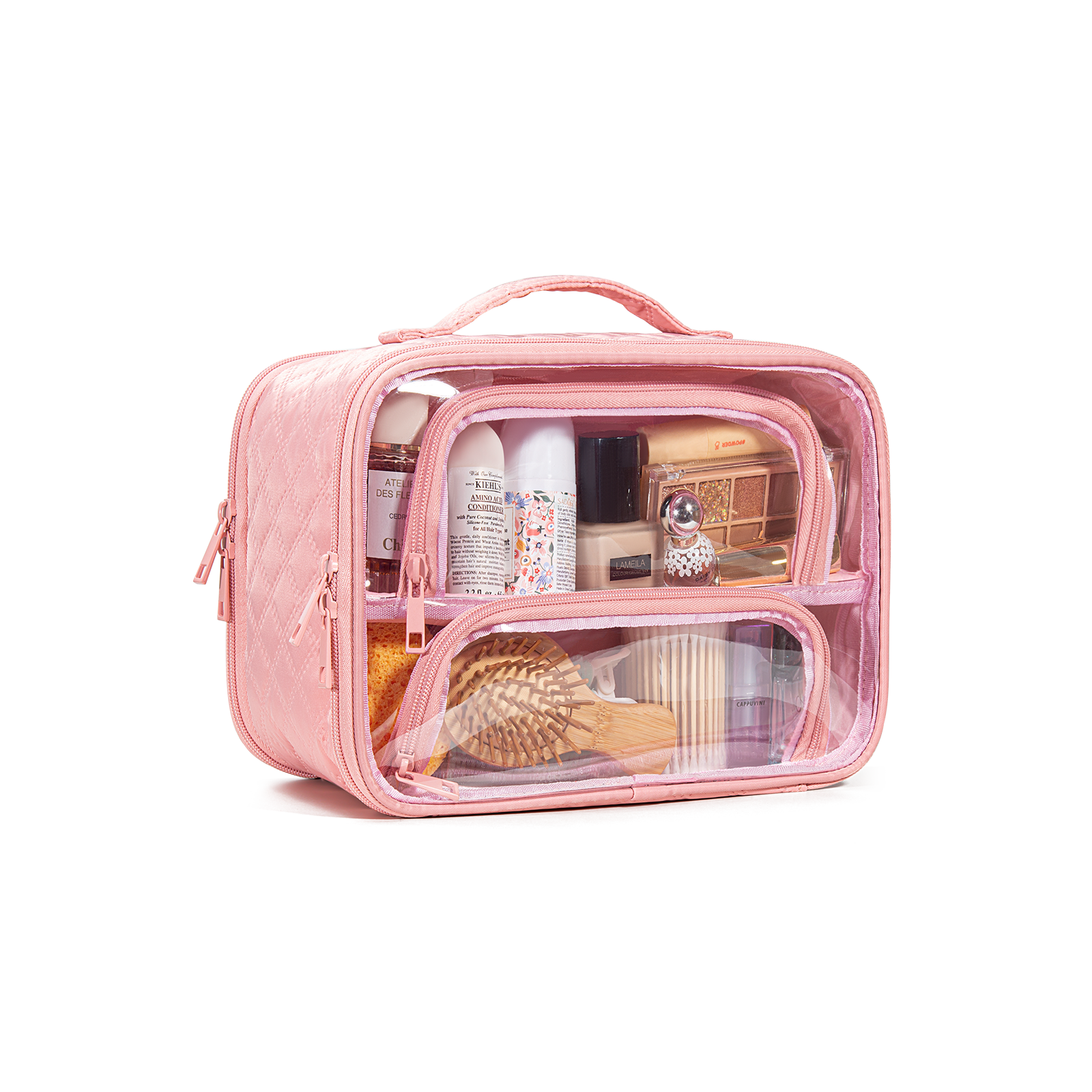 Large  Clear Travel Toiletry Bag (Pink)