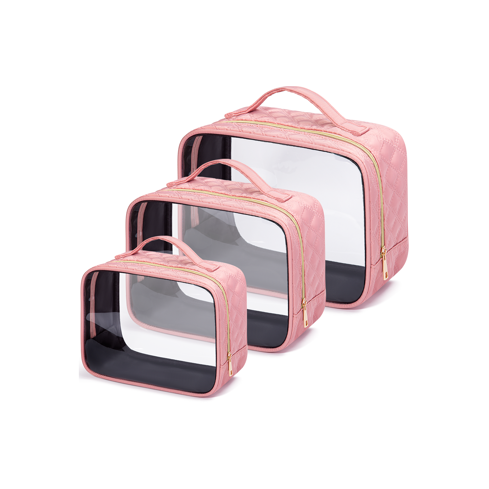 3 Pack Large Clear TSA Toiletry Bag(Pink)