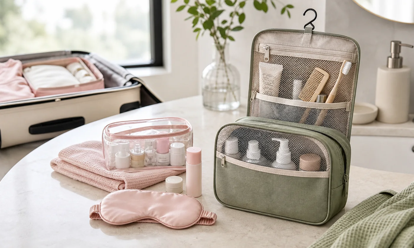 Weekend toiletry bag packing