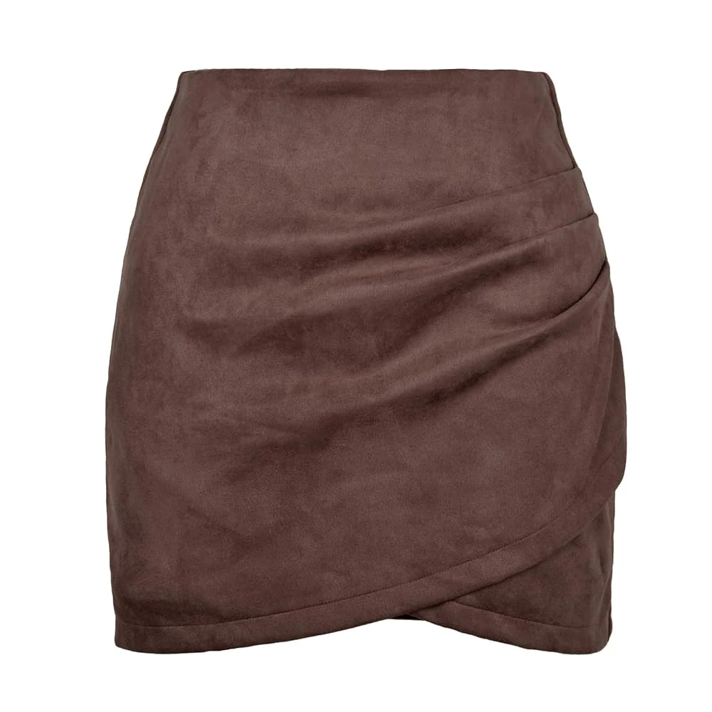 FUNSEED Faux Suede Wrap Skirt