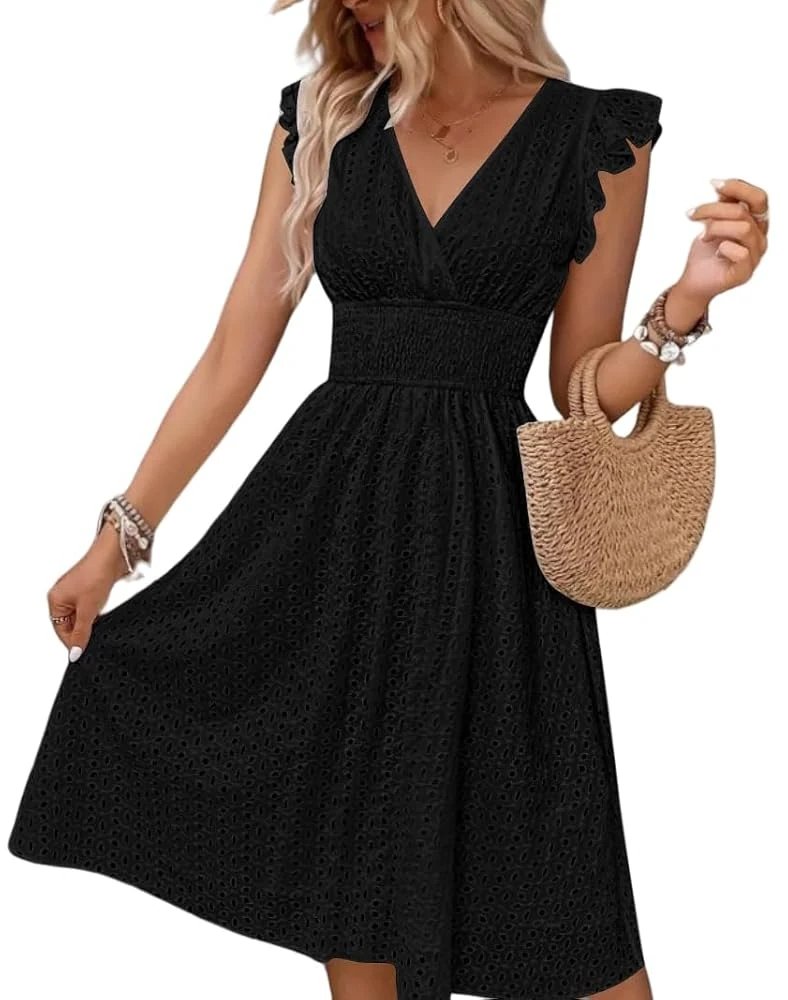 FUNSEED Black Wrap Midi Dress