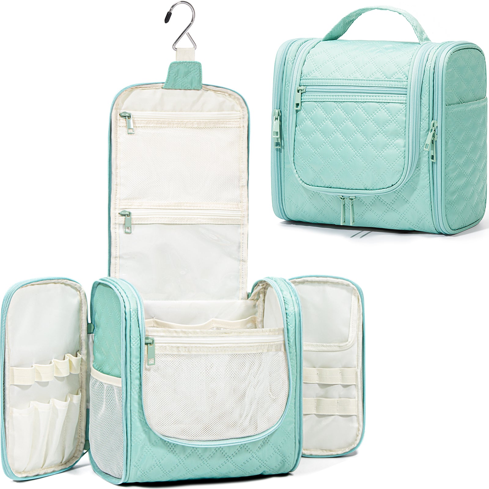 Large Capacity Hanging Travel Toiletry Bag(Turquoise ) – FUNSEED Large Capacity Hanging Travel Toiletry Bag(Turquoise ) – FUNSEED