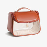 Tansparent Leather Large Capacity Cosmetic Bag（brown）