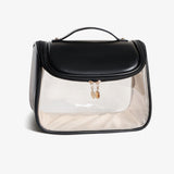 Tansparent Leather Large Capacity Cosmetic Bag（black）