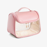 Tansparent Leather Large Capacity Cosmetic Bag（pink）