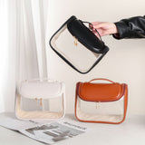 Tansparent Leather Large Capacity Cosmetic Bag（black）