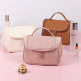 High-quality large-capacity leather cosmetic bag（Brown）