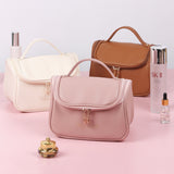 High-quality large-capacity leather cosmetic bag（Pink）