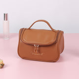 High-quality large-capacity leather cosmetic bag（Brown）