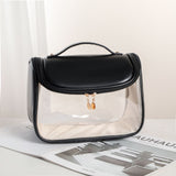 Tansparent Leather Large Capacity Cosmetic Bag（black）