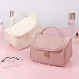 High-quality large-capacity leather cosmetic bag（Off-White）