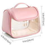 Tansparent Leather Large Capacity Cosmetic Bag（pink）