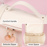 High-quality large-capacity leather cosmetic bag（Off-White）