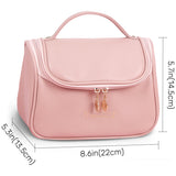 High-quality large-capacity leather cosmetic bag（Pink）