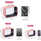 3 Pack Large Clear TSA Toiletry Bag(Pink)