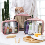 3 Pack Large Clear TSA Toiletry Bag(Pink)