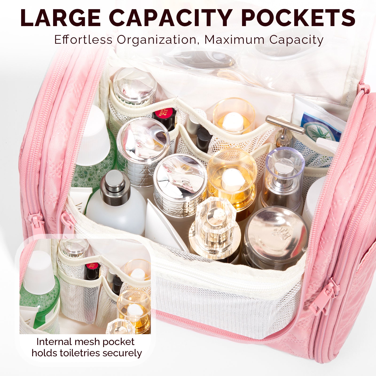 Large Capacity Hanging  Travel Toiletry Bag(Pink)