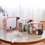 3 Pack Large Clear TSA Toiletry Bag(Pink)