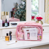 Large  Clear Travel Toiletry Bag (Pink)