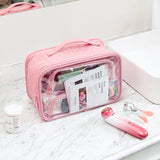 Large  Clear Travel Toiletry Bag (Pink)