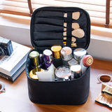 Travel Makeup Bag Portable Large Cosmetic Organizer Storage Case (balck)