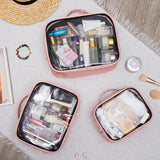 3 Pack Large Clear TSA Toiletry Bag(Pink)