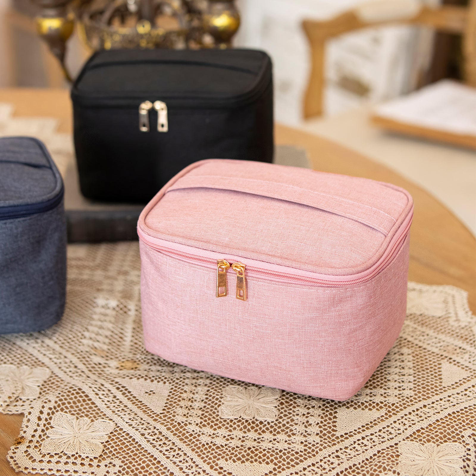 Travel Small Mini Makeup Bag for Jewelry, Lipstick(pink)