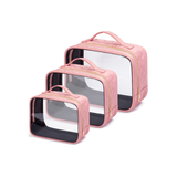 3 Pack Large Clear TSA Toiletry Bag(Pink)