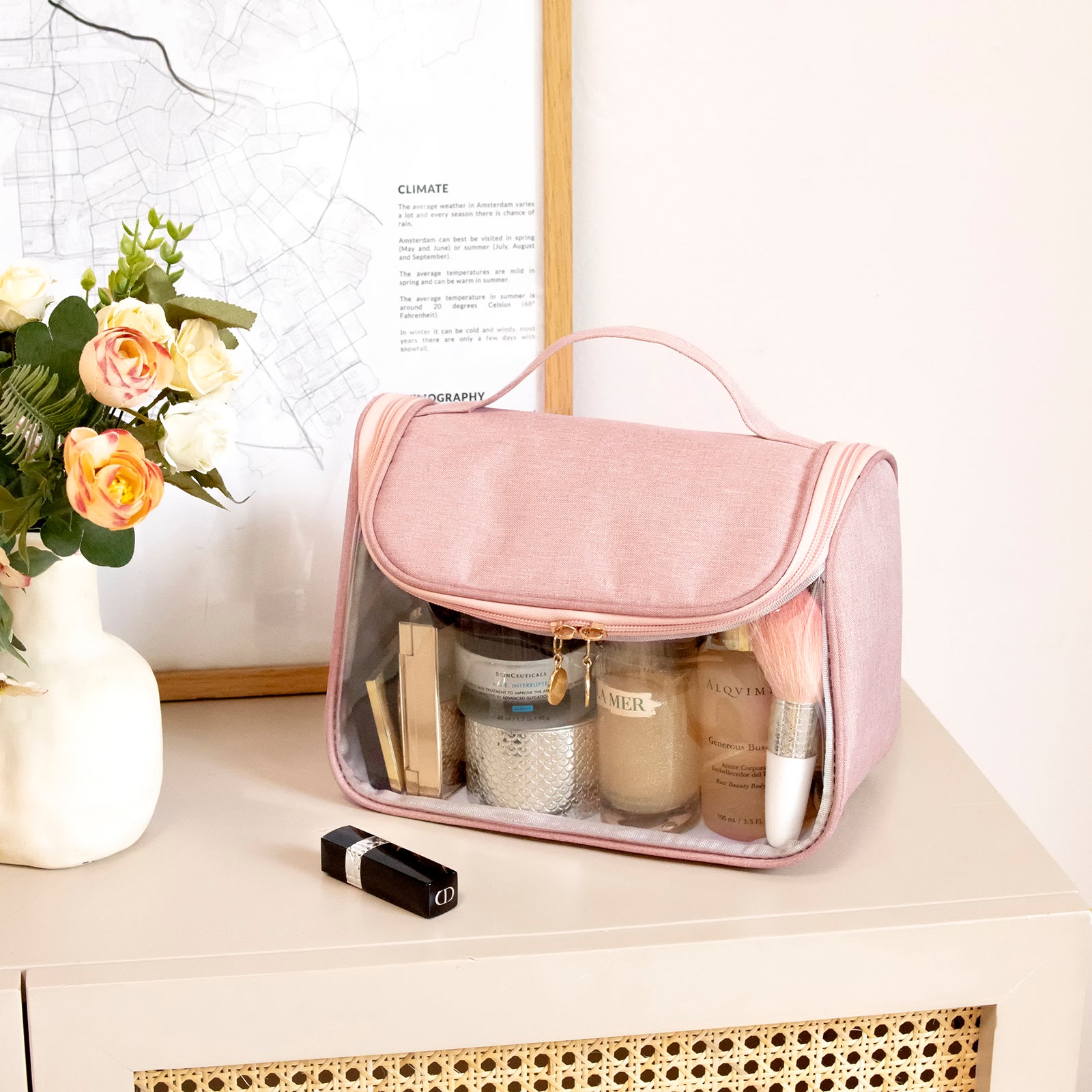 Clear Large Capacity Makeup Bag for Women(pink)